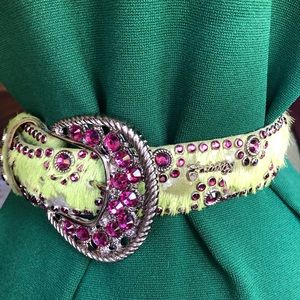 Belt green and purple Kippy's cowgirl cowhide